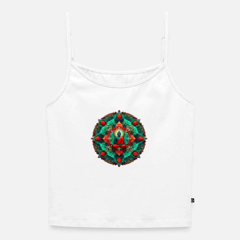 Mandala Buddha teal - Women's Premium Organic Spaghetti Strap Top - white