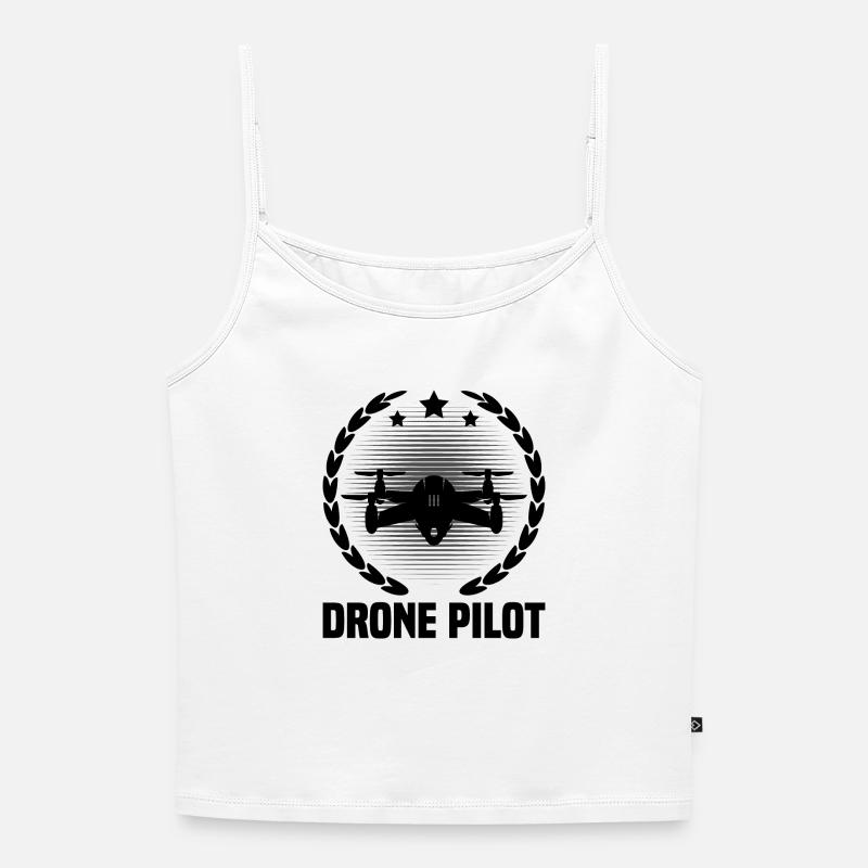 Drone Pilot - Women's Premium Organic Spaghetti Strap Top - white