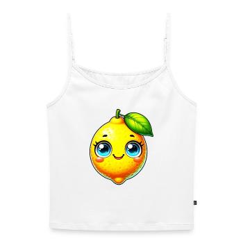 Citron Citrons - Top Premium femme à fines bretelles bio - blanc - Devant - Selfina (174cm)