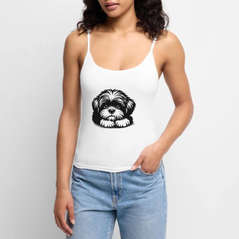Shih Tzu Head with Paws Women's Premium Organic Spaghetti Strap Top
