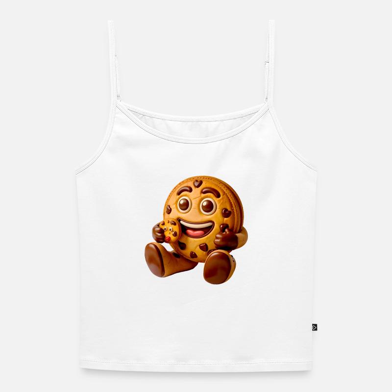 Cookie Character - Women's Premium Organic Spaghetti Strap Top - white