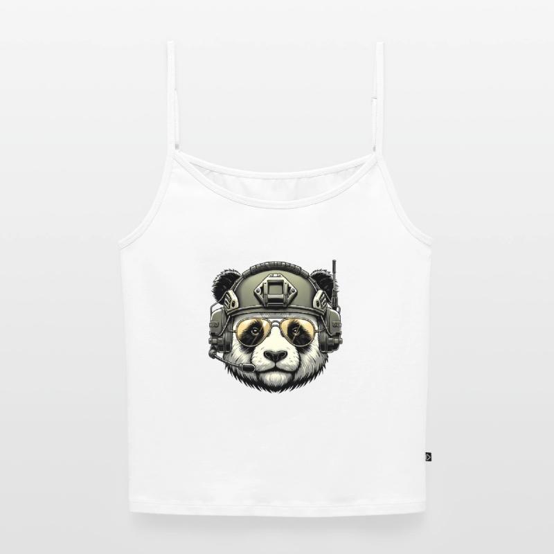 Panda Militär Armee Design Frauen Premium Organic Top mit Spaghettiträgern