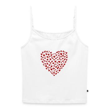 Collection Cœur : L’Amour en Rouge - Top Premium femme à fines bretelles bio - blanc - Devant - Selfina (174cm)