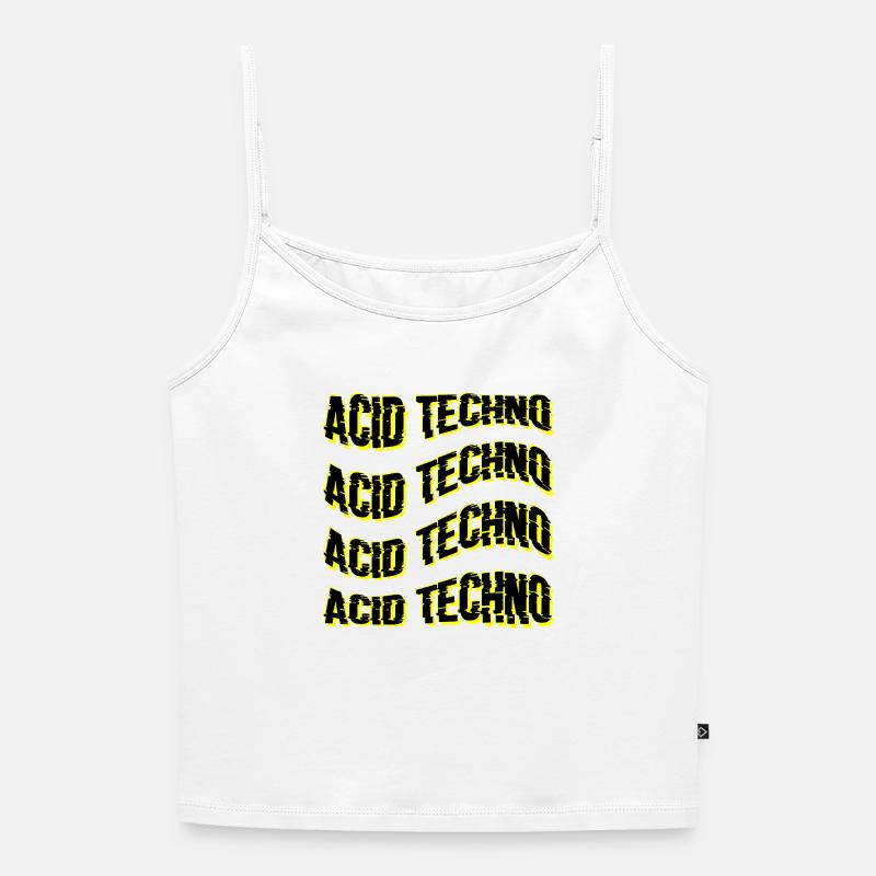 Glitch Acid Techno Repeats Neon - Women's Premium Organic Spaghetti Strap Top - white