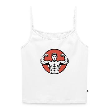 Homme fort vintage - Top Premium femme à fines bretelles bio - blanc - Devant - Selfina (174cm)