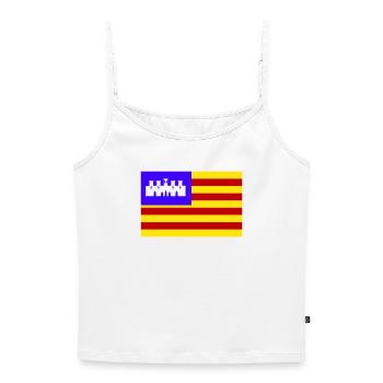 Drapeau de Majorque - Top Premium femme à fines bretelles bio - blanc - Devant - Selfina (174cm)