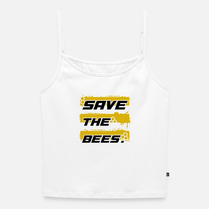 save the bees - Women's Premium Organic Spaghetti Strap Top - white