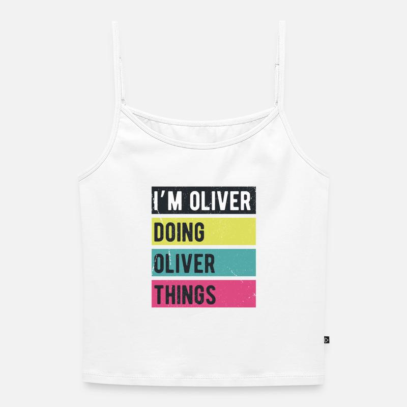 I’m Oliver Doing Oliver Things Retro Colors - Women's Premium Organic Spaghetti Strap Top - white