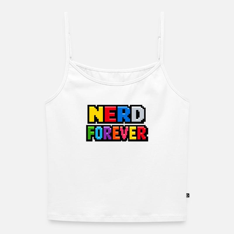 Nerd Forever – Pixel Art Retro Gaming - Women's Premium Organic Spaghetti Strap Top - white