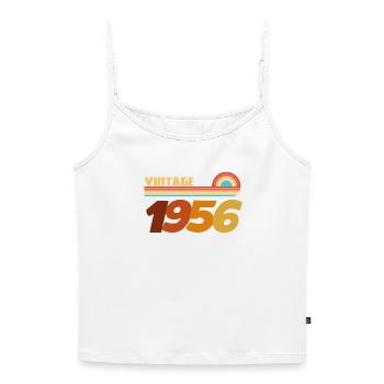 70 Years 1956 Rock Style T-Shirt - Women's Premium Organic Spaghetti Strap Top - white - Front - Selfina (174cm)
