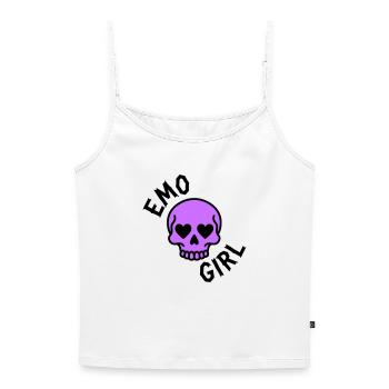 emo girl - Women's Premium Organic Spaghetti Strap Top - white - Front - Selfina (174cm)