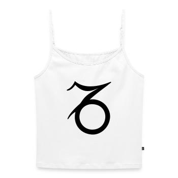 Capricorne - Top Premium femme à fines bretelles bio - blanc - Devant - Selfina (174cm)