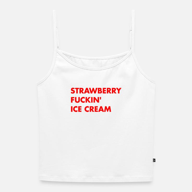 Strawberry cream - red lettering - Women's Premium Organic Spaghetti Strap Top - white