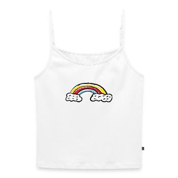 Rainbow Brush Arc Strokes - Women's Premium Organic Spaghetti Strap Top - white - Front - Selfina (174cm)