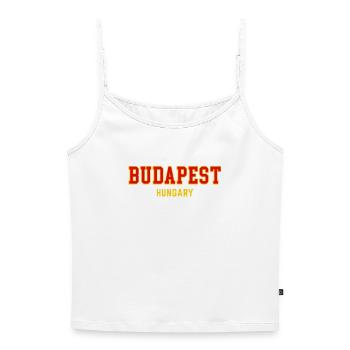 Budapest City Pride Varsity - Women's Premium Organic Spaghetti Strap Top - white - Front - Selfina (174cm)