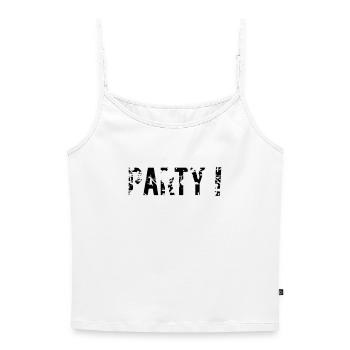 Party - Women's Premium Organic Spaghetti Strap Top - white - Front - Selfina (174cm)