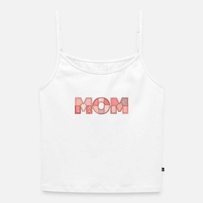 Mom Patchwork Floral Pattern Gift - Women's Premium Organic Spaghetti Strap Top - white