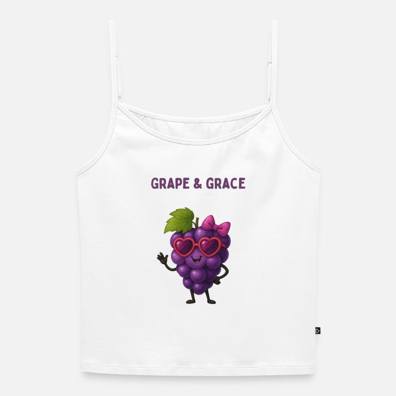 Grape Grace - Grape with Heart Glasses - Women's Premium Organic Spaghetti Strap Top - white