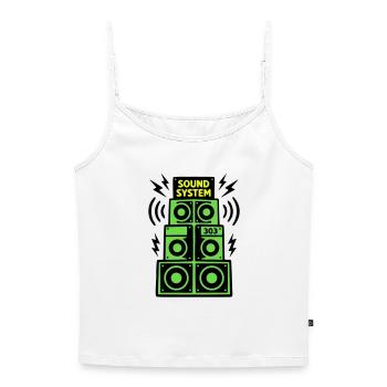 Sound System Speaker Techno Festival DJ - Top Premium femme à fines bretelles bio - blanc - Devant - Selfina (174cm)