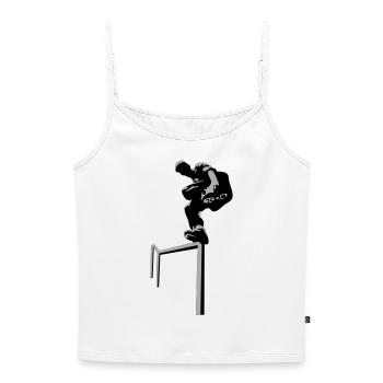 Inline Skater - Women's Premium Organic Spaghetti Strap Top - white - Front - Selfina (174cm)