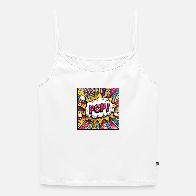 Pop 1 - Women's Premium Organic Spaghetti Strap Top - white