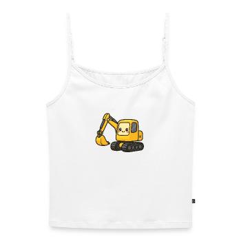 Cute excavator with googly eyes - Women's Premium Organic Spaghetti Strap Top - white - Front - Selfina (174cm)