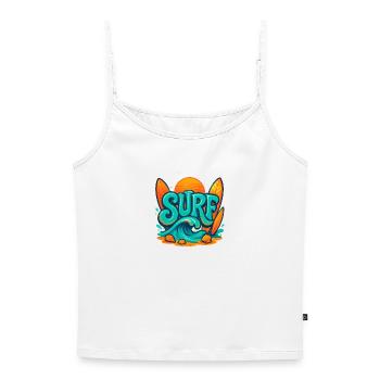 Sunset Surf Wortkunst - Frauen Premium Organic Top mit Spaghettiträgern - Weiß - Vorne - Selfina (174cm)