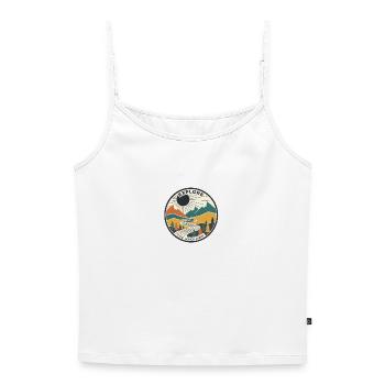 Expedition into the unknown - Women's Premium Organic Spaghetti Strap Top - white - Front - Selfina (174cm)