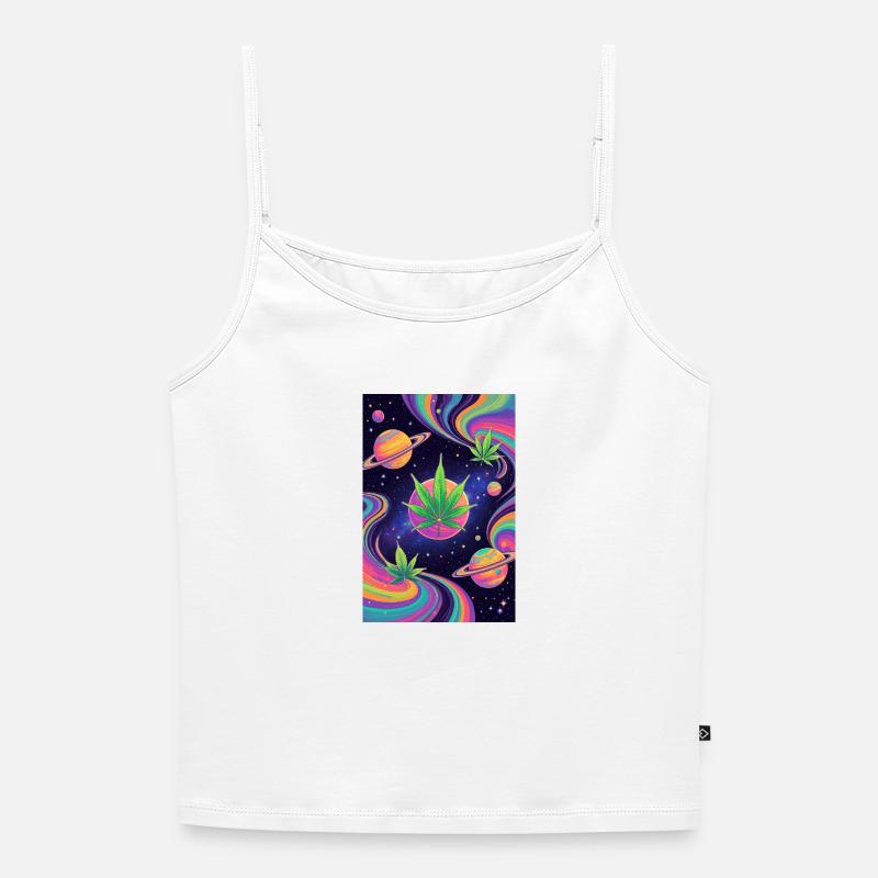 Galactic Cannabis Galaxy - Women's Premium Organic Spaghetti Strap Top - white