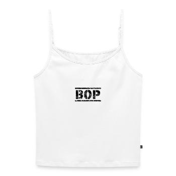 Bop - Frauen Premium Organic Top mit Spaghettiträgern - Weiß - Vorne - Selfina (174cm)