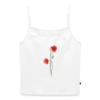 Blume: roter Mohn - Frauen Premium Organic Top mit Spaghettiträgern - Weiß - Vorne - Selfina (174cm)