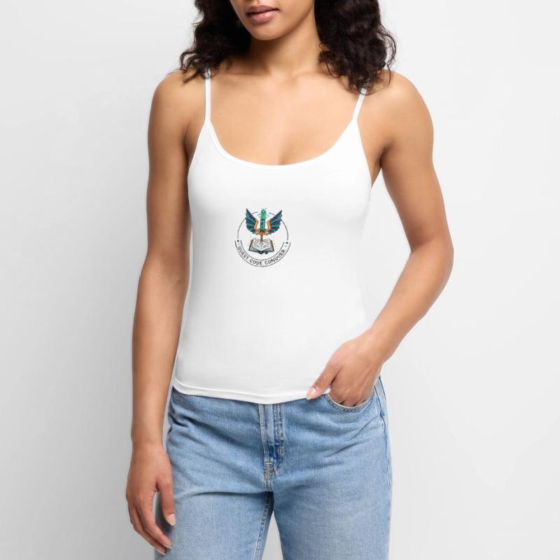 Quest. Code. Conquer Emblem Women's Premium Organic Spaghetti Strap Top