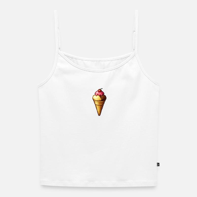 Retro Pixel Eiscreme Cone - Women's Premium Organic Spaghetti Strap Top - white