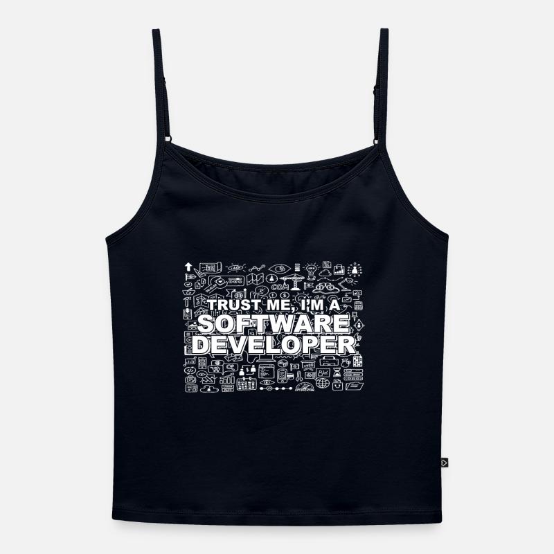 Trust me, I'm a software developer - Women's Premium Organic Spaghetti Strap Top - navy