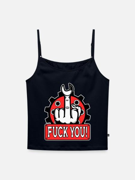 Provokantes Mittelfinger Statement - Frauen Premium Organic Top mit Spaghettiträgern - Navy