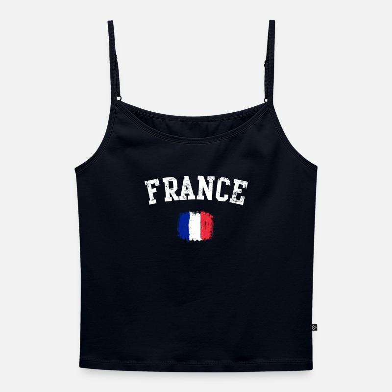 France Brushed Flag Emblem - Women's Premium Organic Spaghetti Strap Top - navy