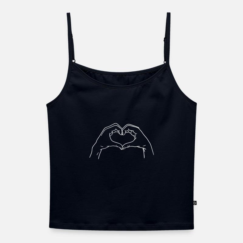 Hands that shape a heart - Women's Premium Organic Spaghetti Strap Top - navy