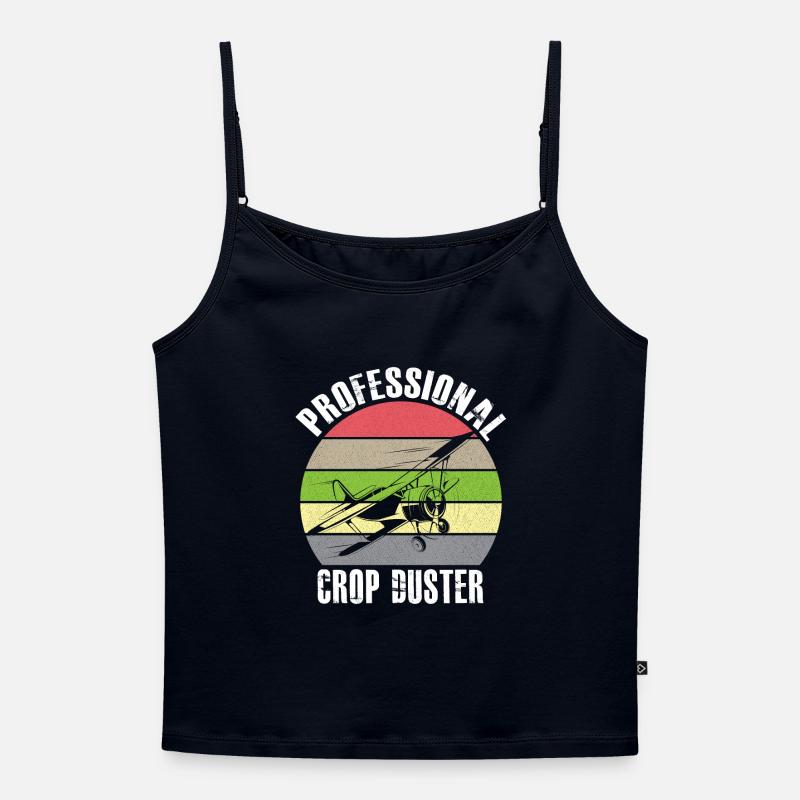 Crop Dusting in Progress Crop Dusting Duster Plane - Women's Premium Organic Spaghetti Strap Top - navy