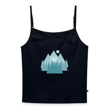 Astral mountain landscape in blue tones - Women's Premium Organic Spaghetti Strap Top - navy - Front - Selfina (174cm)