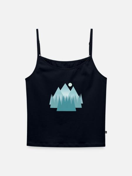 Paysage de montagne astral dans les tons bleus - Top Premium femme à fines bretelles bio - bleu marine