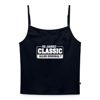 50 Jahre Classic – Alles Original - Frauen Premium Organic Top mit Spaghettiträgern - Navy - Vorne - Selfina (174cm)