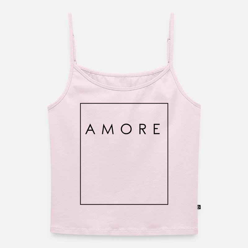 AMORE - love - Women's Premium Organic Spaghetti Strap Top - powder pink