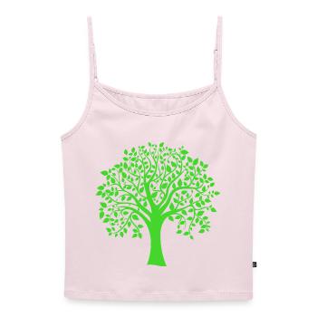 Icon Green Jumbo Tree Print Silhouette - Women's Premium Organic Spaghetti Strap Top - powder pink - Front - Selfina (174cm)