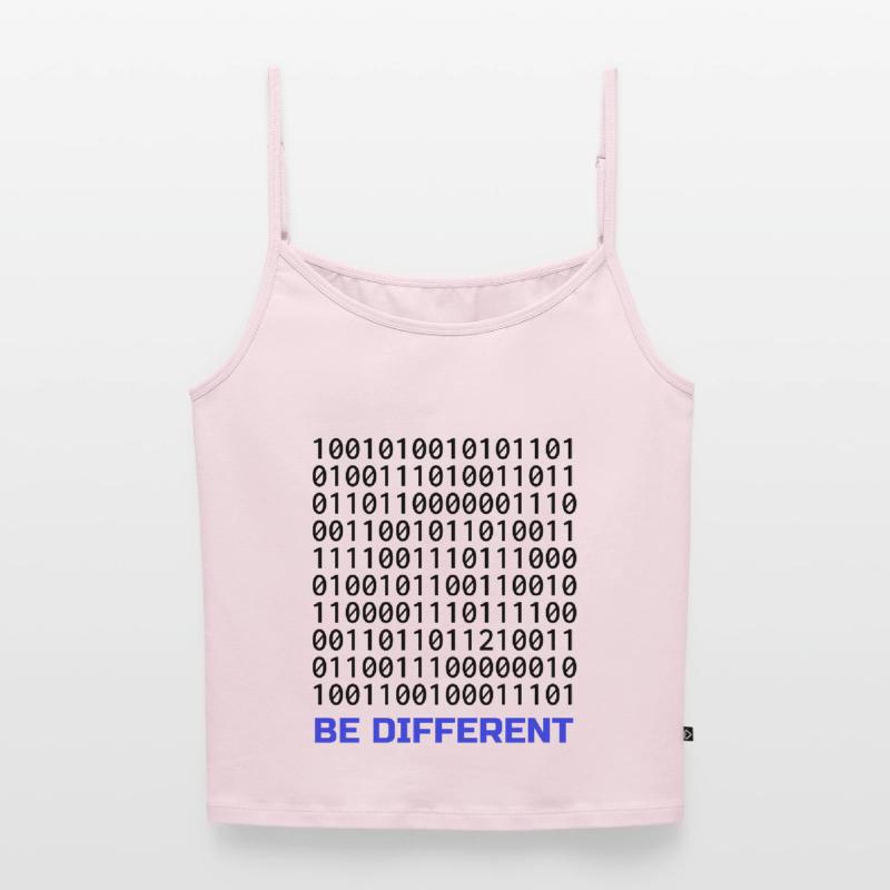 Be Different: Binary Pattern with Message Women's Premium Organic Spaghetti Strap Top