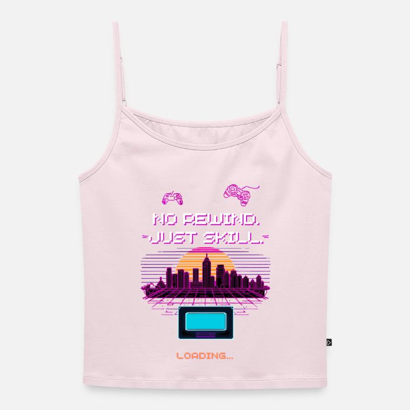 Retro Synthwave Pixel Vaporwave Gaming Design - Women's Premium Organic Spaghetti Strap Top - powder pink
