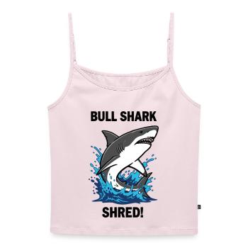 Bulldog Shark Shred Shark Sea Bull - Women's Premium Organic Spaghetti Strap Top - powder pink - Front - Selfina (174cm)