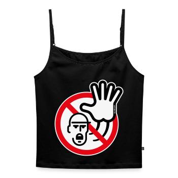 Warnzeichen / Warnung / Verbot (Symbol / 3C) - Frauen Premium Organic Top mit Spaghettiträgern - Schwarz - Vorne - Selfina (174cm)
