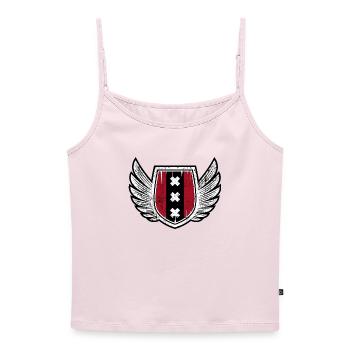 Karmesinroter Schild mit Winged X Emblem - Frauen Premium Organic Top mit Spaghettiträgern - Puderrosa - Vorne - Selfina (174cm)