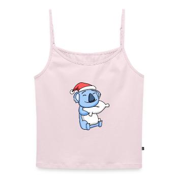 Koala Niedlich Müde Weihnachten - Frauen Premium Organic Top mit Spaghettiträgern - Puderrosa - Vorne - Selfina (174cm)