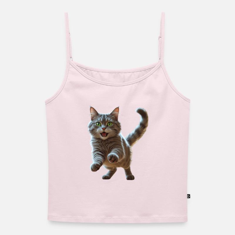 feline - Women's Premium Organic Spaghetti Strap Top - powder pink